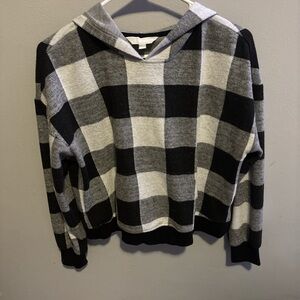 BB Dakota Black and Gray Plaid Women's Sweater